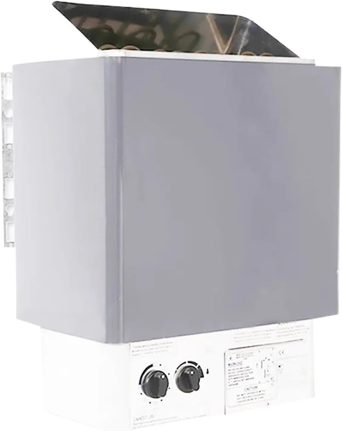 Ce generateur de vapeur pour bain en acier inoxydable, avec des elements metalliques