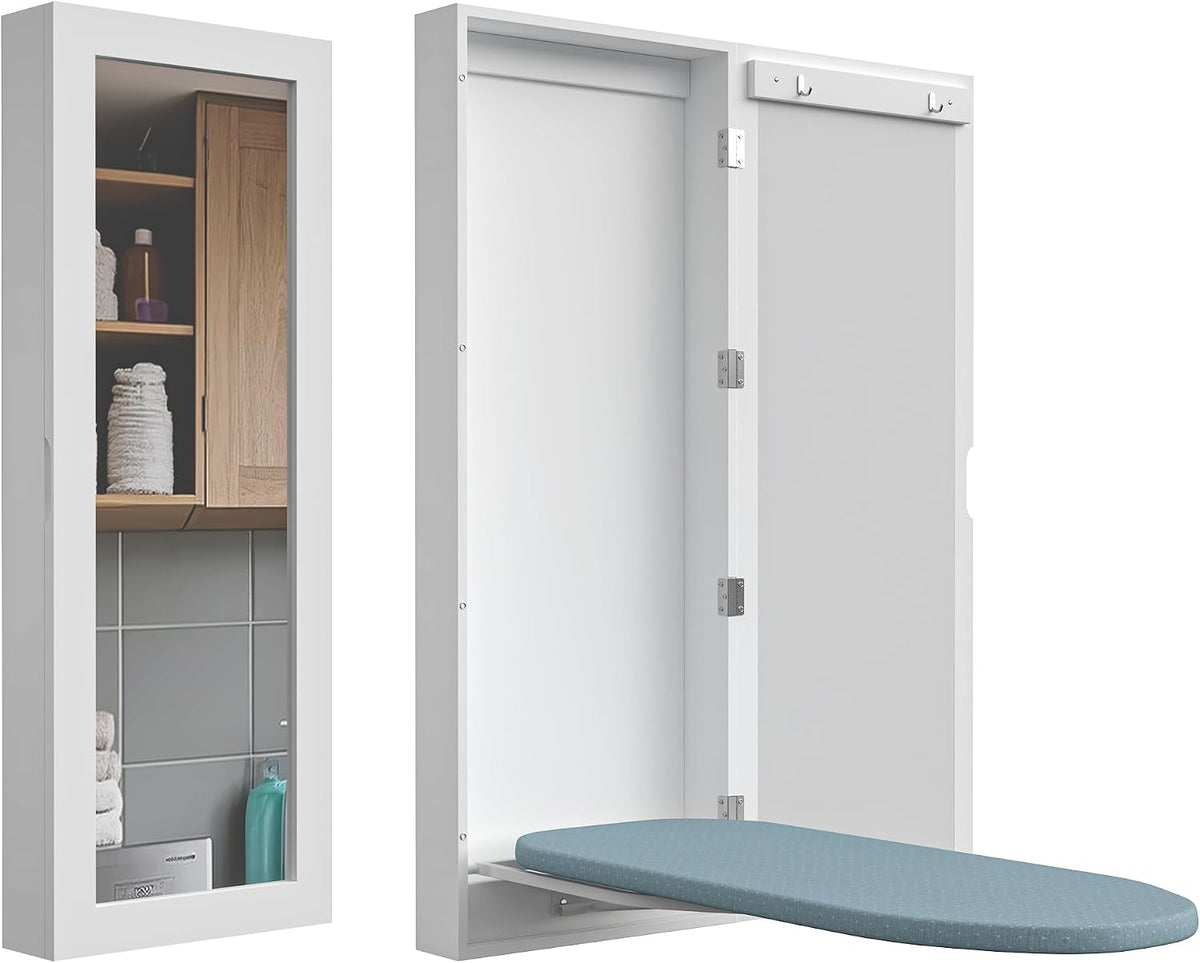 Decouvrez le miroir au format peu encombrant en coloris gris et blanc
