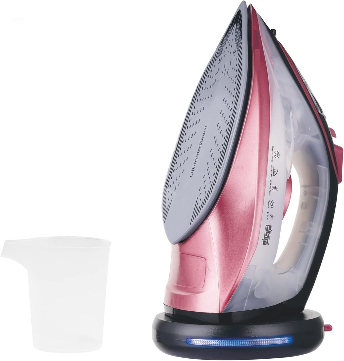 Cette centrale vapeur se presente en coloris gris et rose