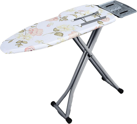 Cette table de repassage avec un revetement en coton, avec une hauteur reglable