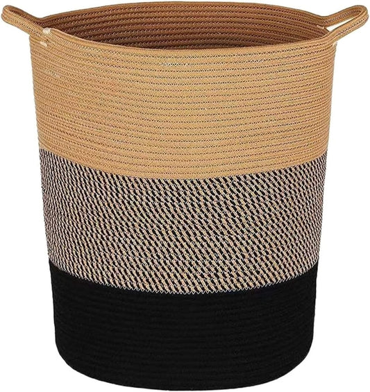 Decouvrez ce panier a linge avec poignee de maintien avec une partie textile en coton